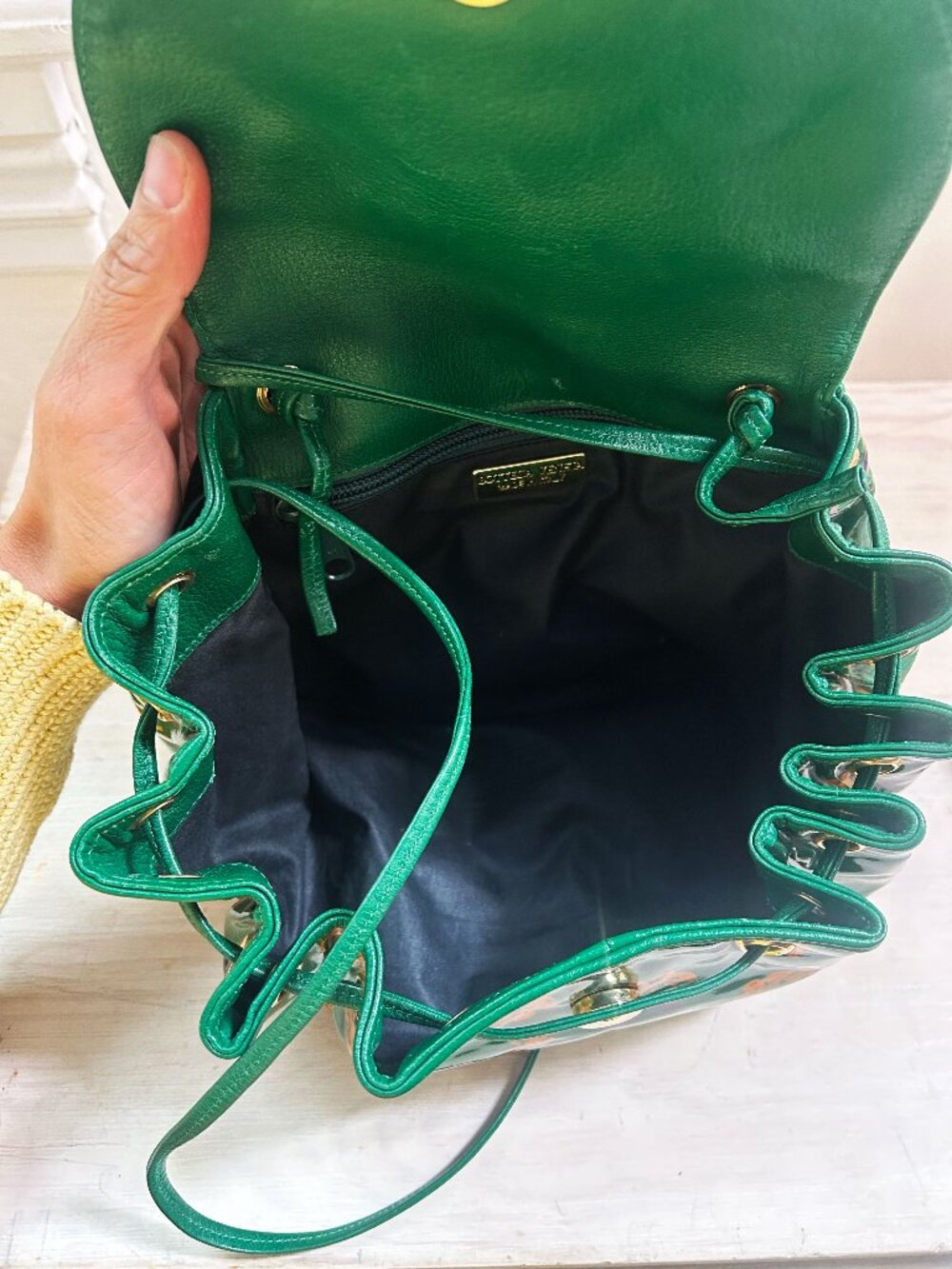 RARE Vintage Bottega Veneta Butterfly Bag Green Orange Purple Mint Shoulder Bag - Picture 8 of 10